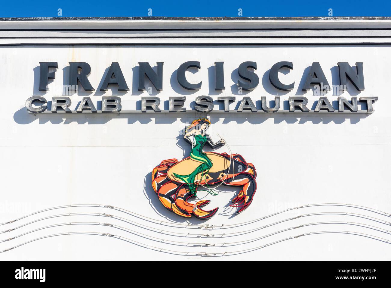 Art déco Franciscan Crab Restaurant, The Embarcadero, Fisherman's Wharf, Fisherman's Wharf District, San Francisco, Californie, États-Unis Banque D'Images