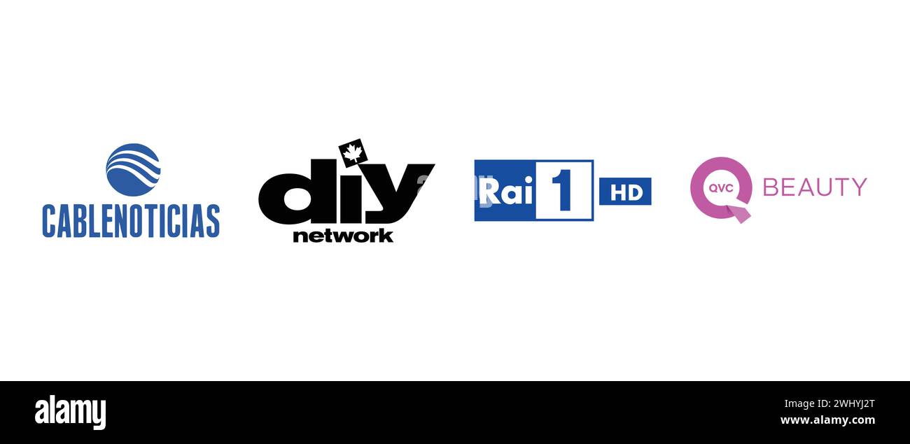 DIY Canada, Rai 1 HD, Cable Noticias, QVC beauté. Illustration vectorielle, logo éditorial. Illustration de Vecteur
