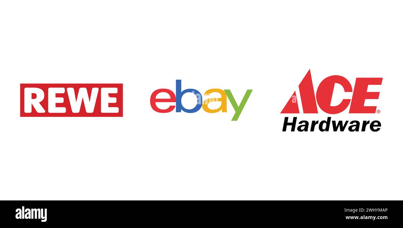EBay, REWE, Ace Hardware. Icône de marque éditoriale Vector. Illustration de Vecteur