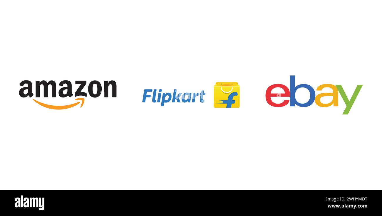 Flipkart, Ebay, Amazon. Icône de marque éditoriale Vector. Illustration de Vecteur