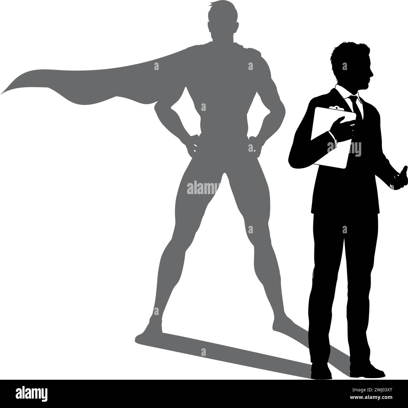 Super héros Business Man avec Super Hero Shadow Illustration de Vecteur