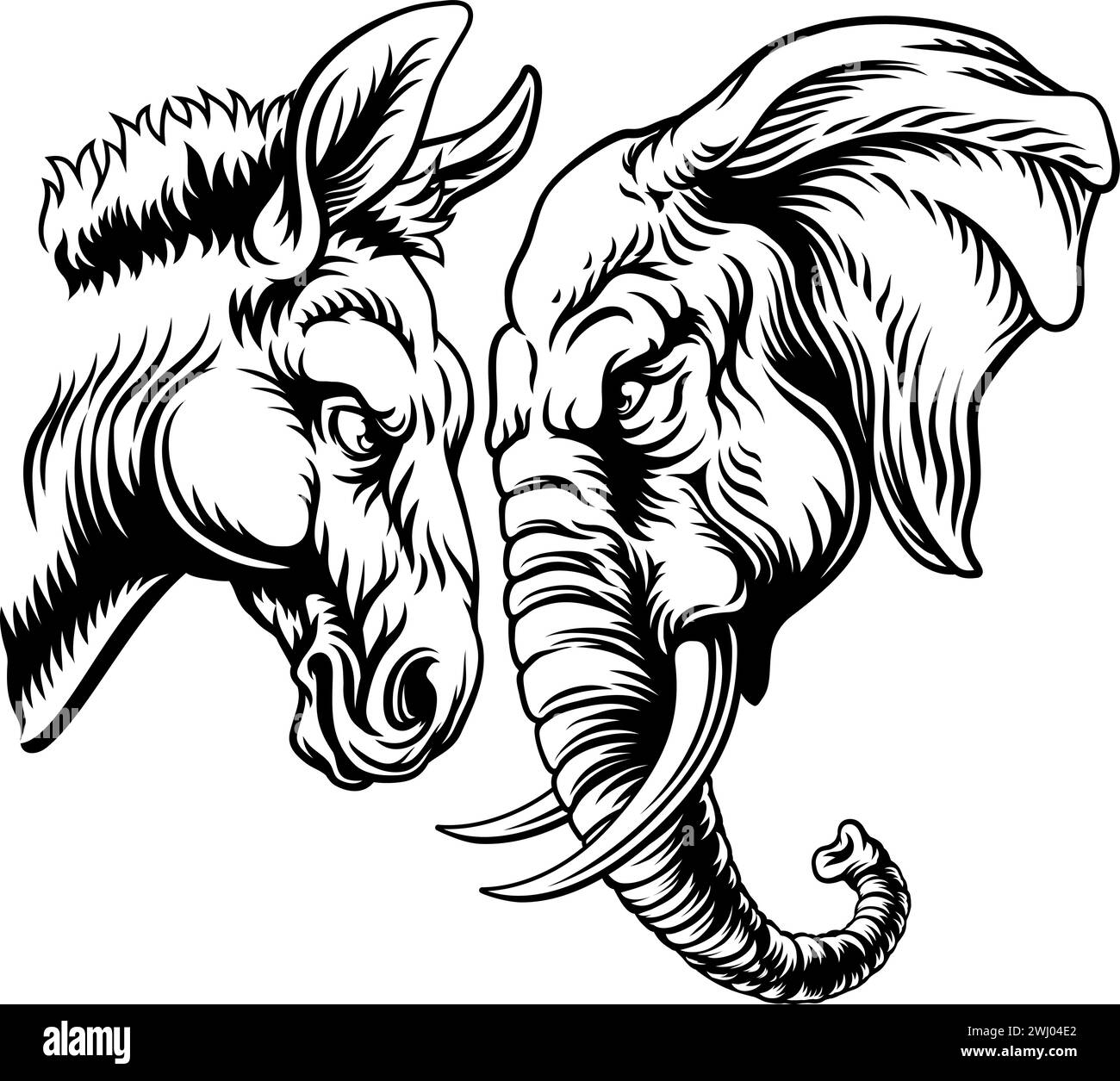 Election républicaine démocrate Elephant Donkey Illustration de Vecteur