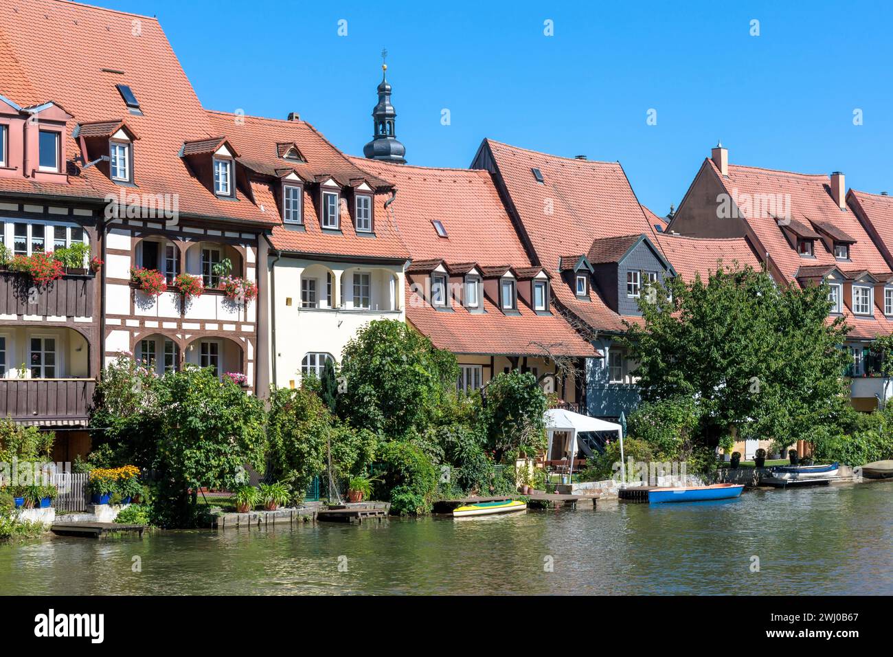 Bamberg, anciennes maisons de pêcheurs sur la rive de Regnitz Banque D'Images