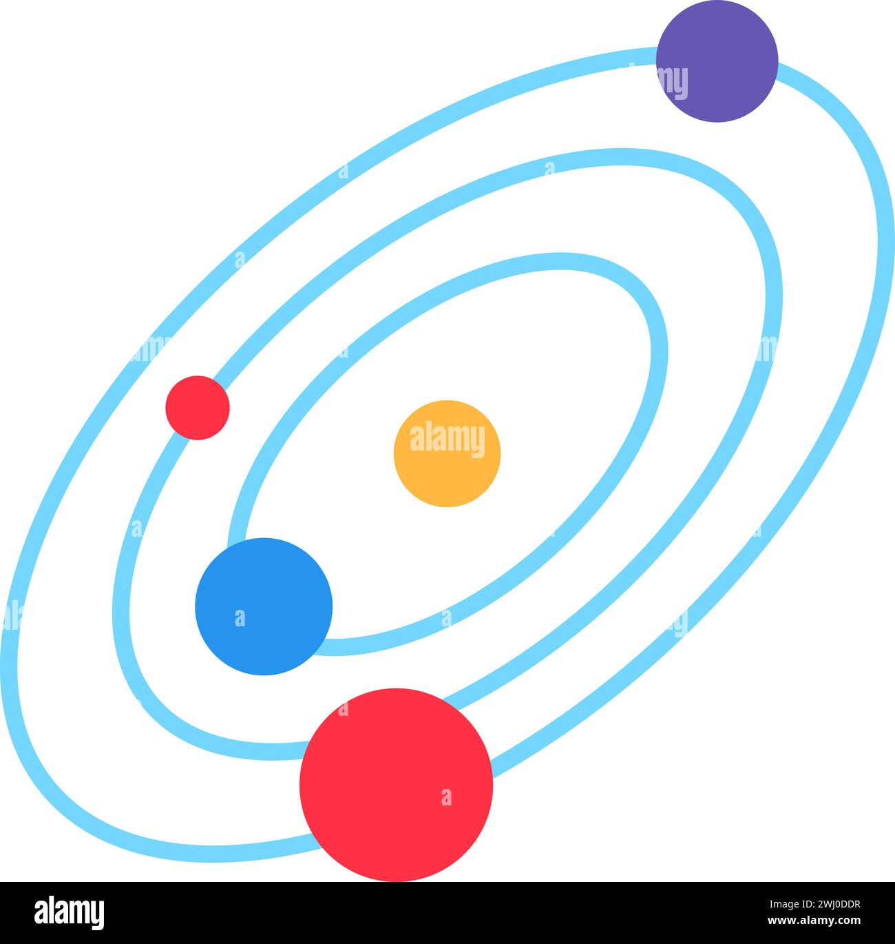 Ensemble graphique du modèle planétaire. Danse céleste de planètes en orbite, élément techno abstrait pour un design technologique moderne et rétro. Couleur simple Vect Illustration de Vecteur