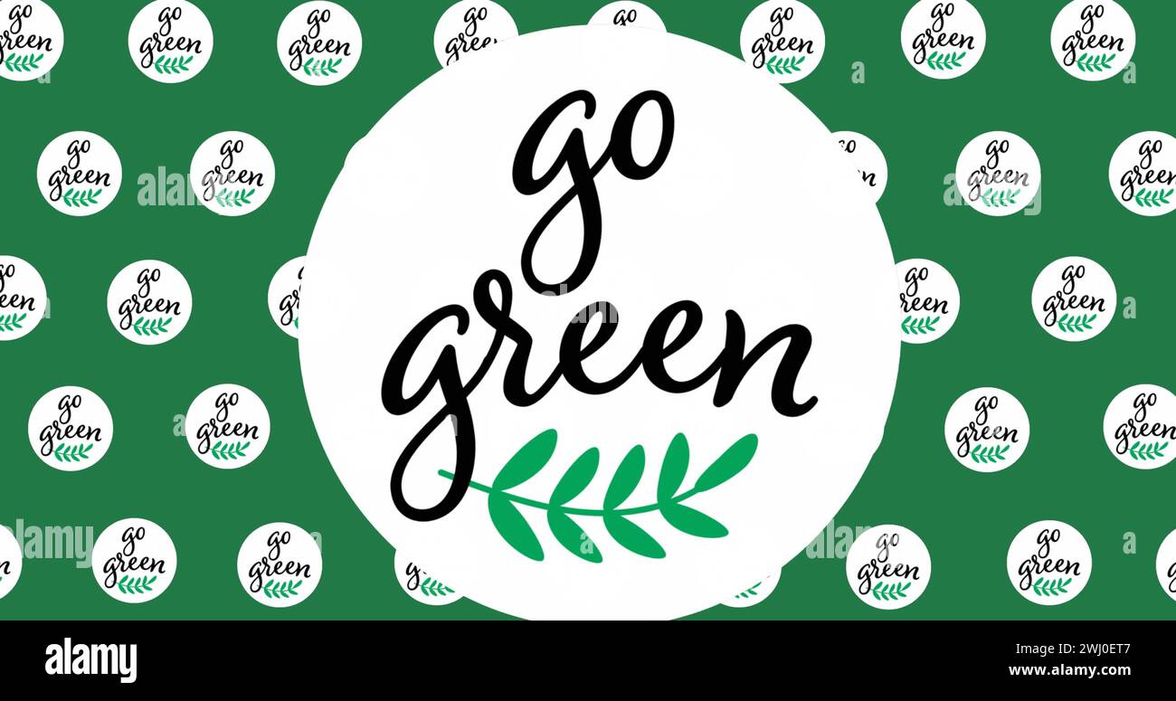 Image de Go green en cercles sur fond vert Banque D'Images