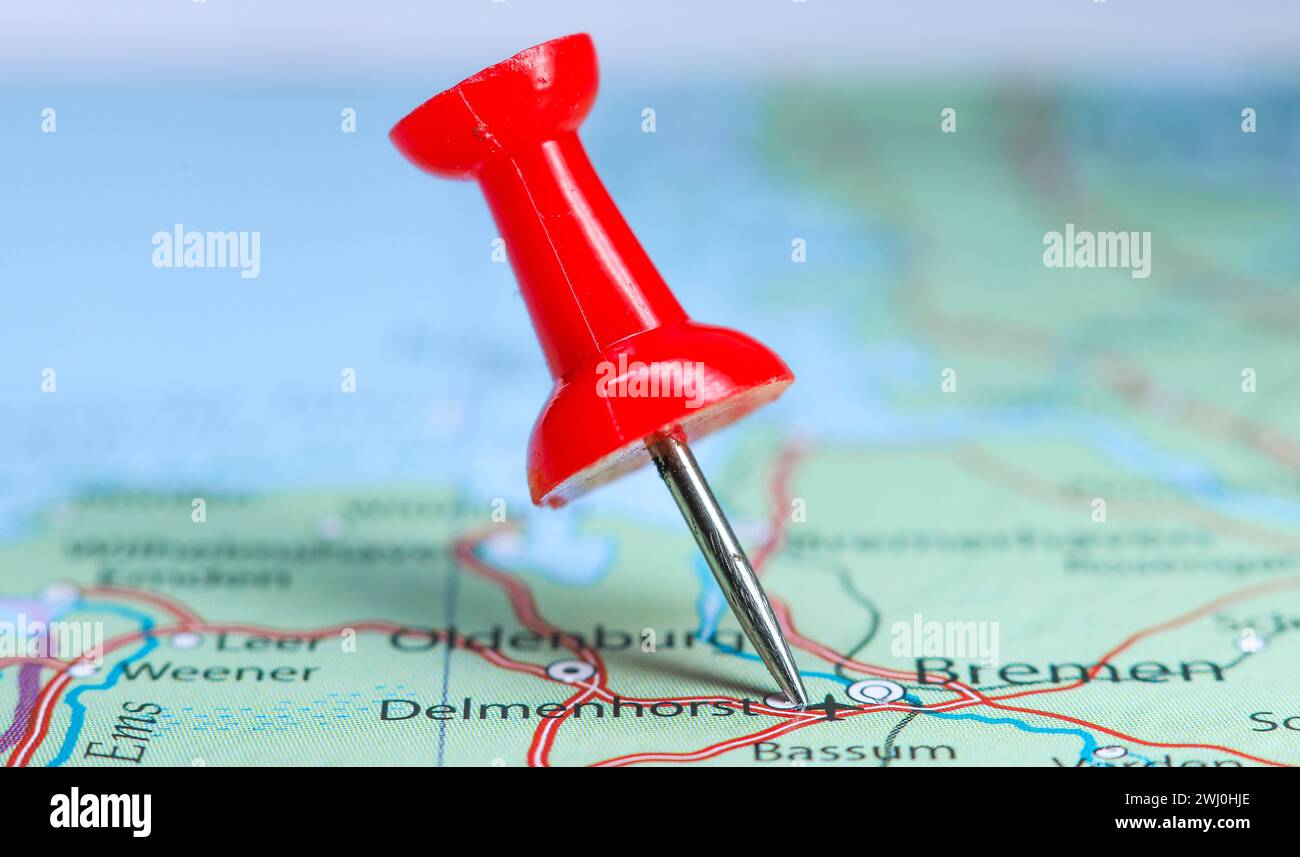 Delmenhorst, Allemagne pin sur la carte Banque D'Images