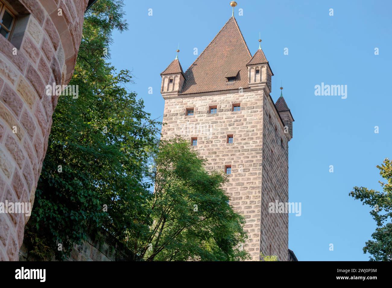 Nuremberg, château impérial avec tour pentagonale Banque D'Images