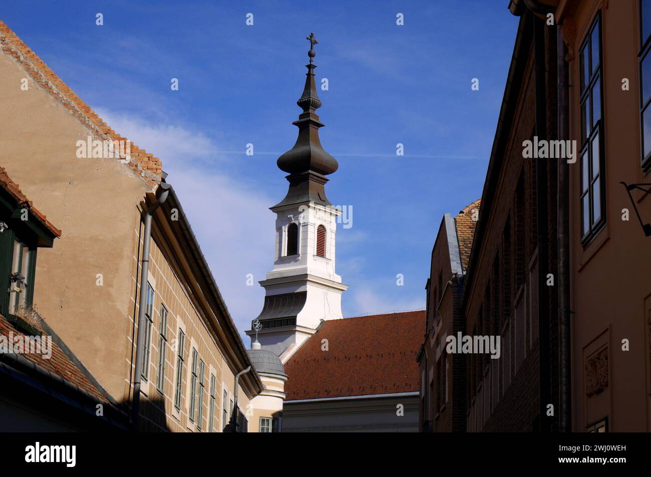 L'église évangélique de Bécsi kapu ter, place de la porte de Vienne, quartier du château, Var, Budapest, Hongrie Banque D'Images