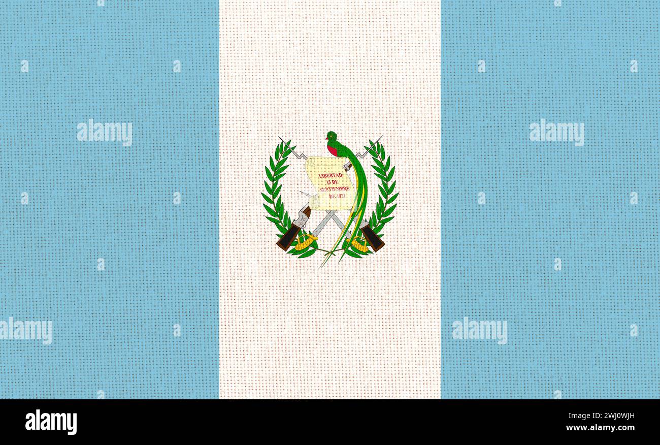 Drapeau du Guatemala. Drapeau national du Guatemala sur la surface du tissu. drapeau national sur fond texturé Banque D'Images