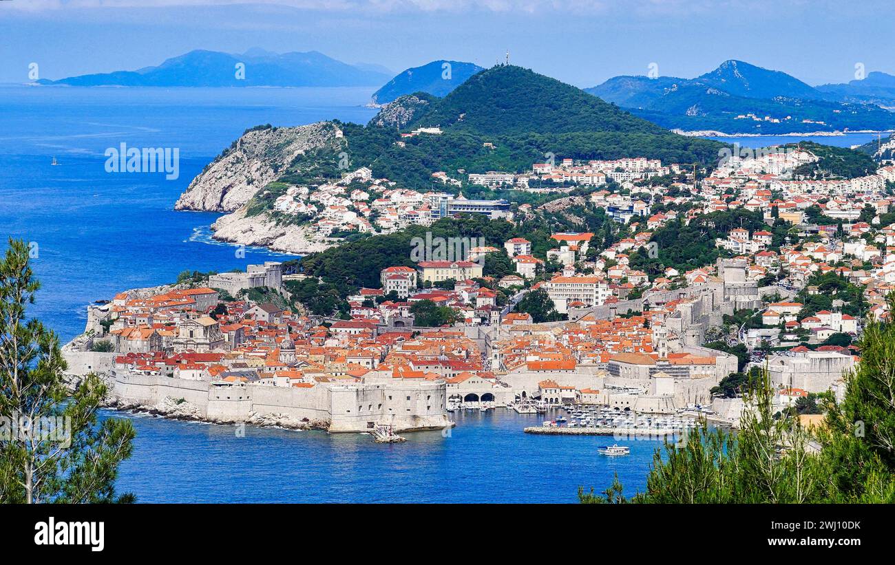 Vue de la vieille ville de Dubrovnik, Dalmatie du sud, Croatie Banque D'Images