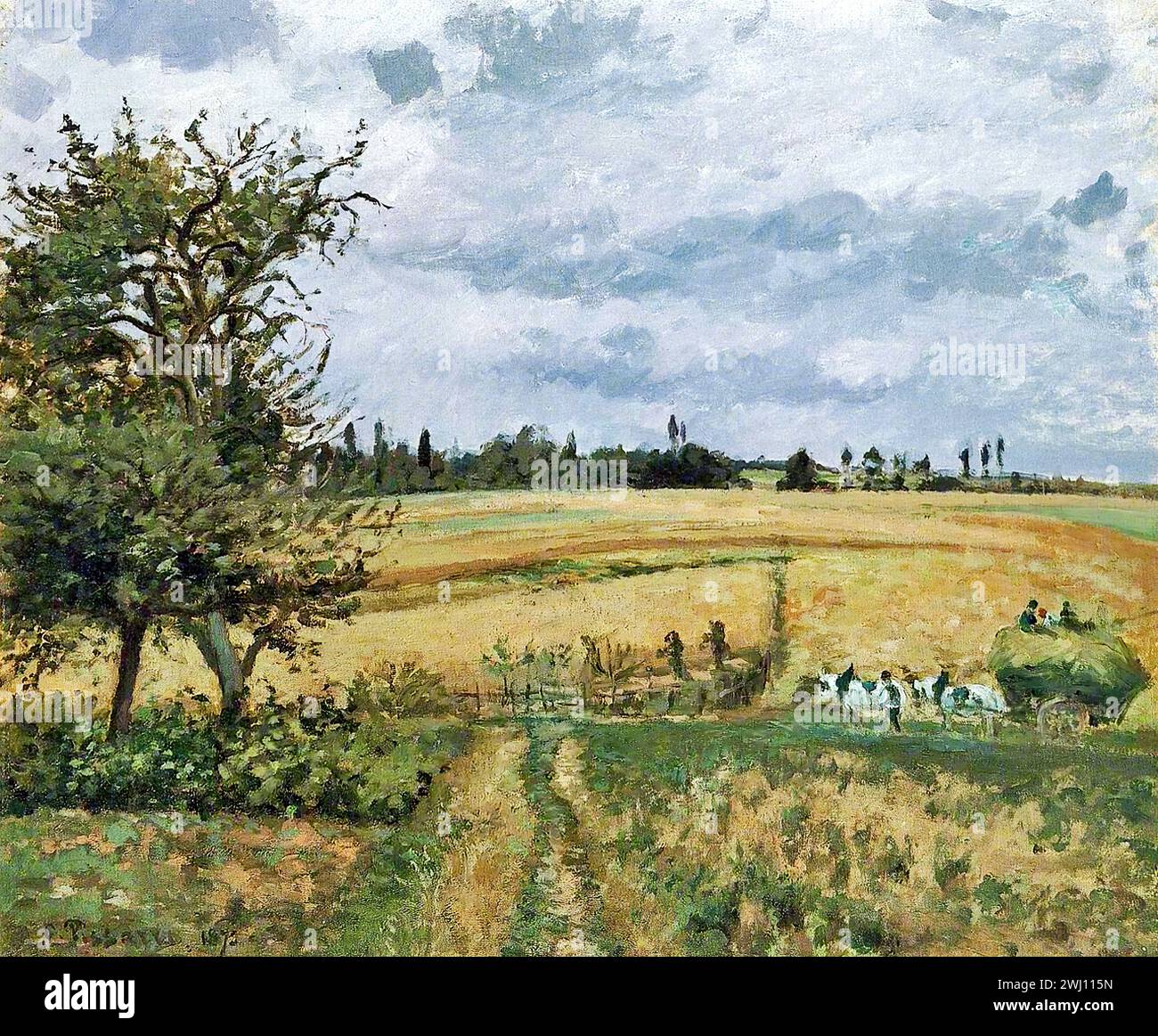 Camille Pissarro - paysage à Pontoise [1871] Banque D'Images