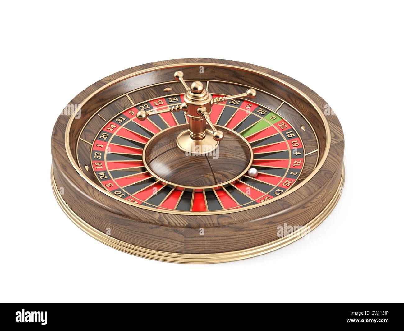 Roue de roulette en bois 3D. Banque D'Images