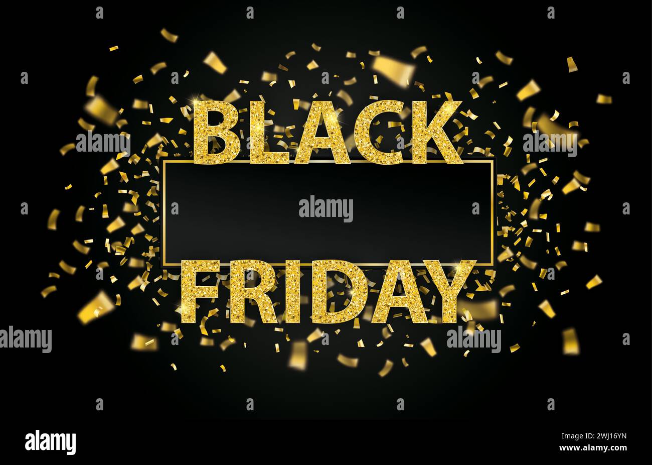 Papier doré avec confettis dorés pour la vente du vendredi noir. Fichier vectoriel EPS 10. Banque D'Images