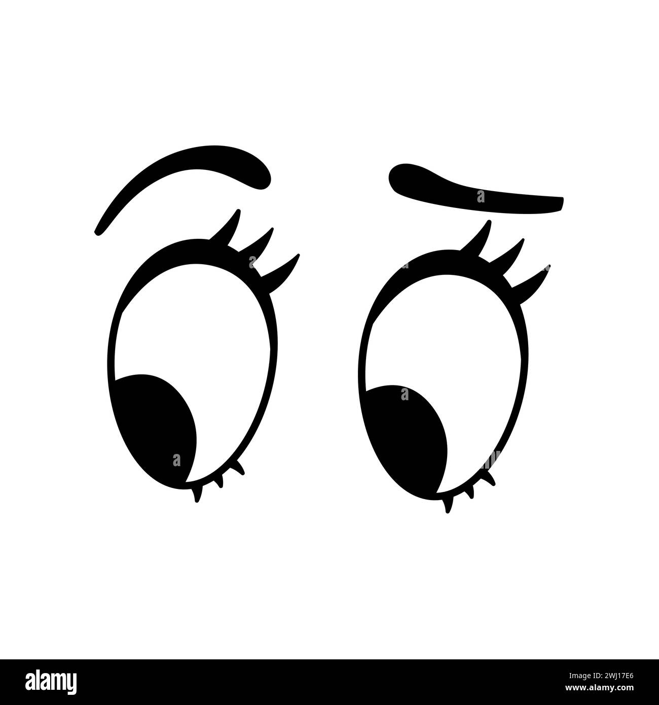 Icône de ligne d'yeux de dessin animé. Expressions de personnages de dessins animés. Elément isolé par vecteur. Contour modifiable. Illustration de Vecteur