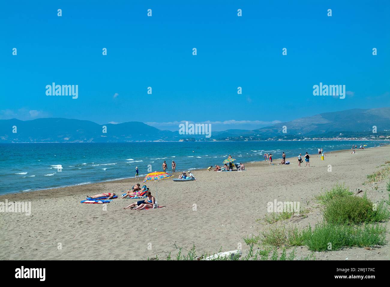 Plage de Kalamaki, Zakynthos, Îles Ioniennes, Grèce Banque D'Images