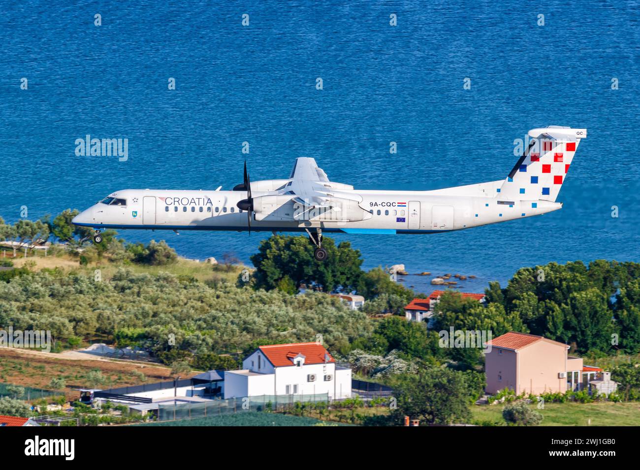 Croatia Airlines de Havilland Canada Dash 8 Q400 Aircraft Split Airport en Croatie Banque D'Images