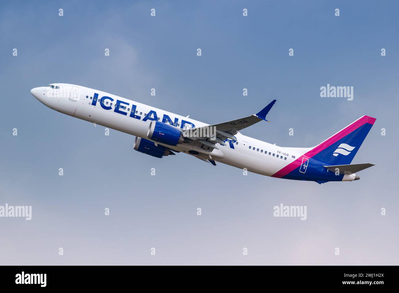 Icelandair Boeing 737 MAX 9 Aircraft Aéroport de Munich en Allemagne Banque D'Images