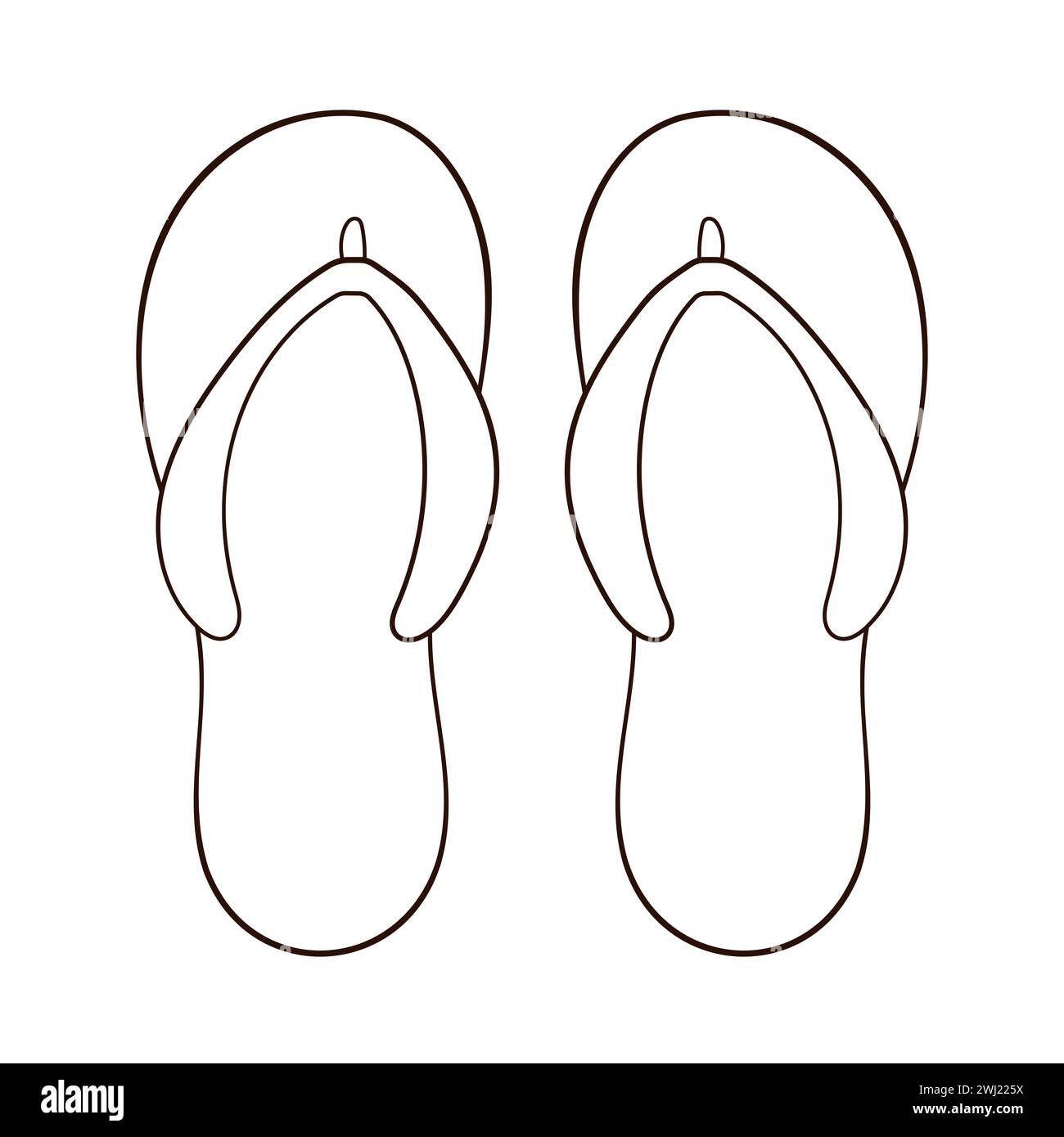 Paire de tongs en style dessin au trait. Chaussons d'été, conception de chaussures. Illustration vectorielle isolée sur un fond blanc. Illustration de Vecteur