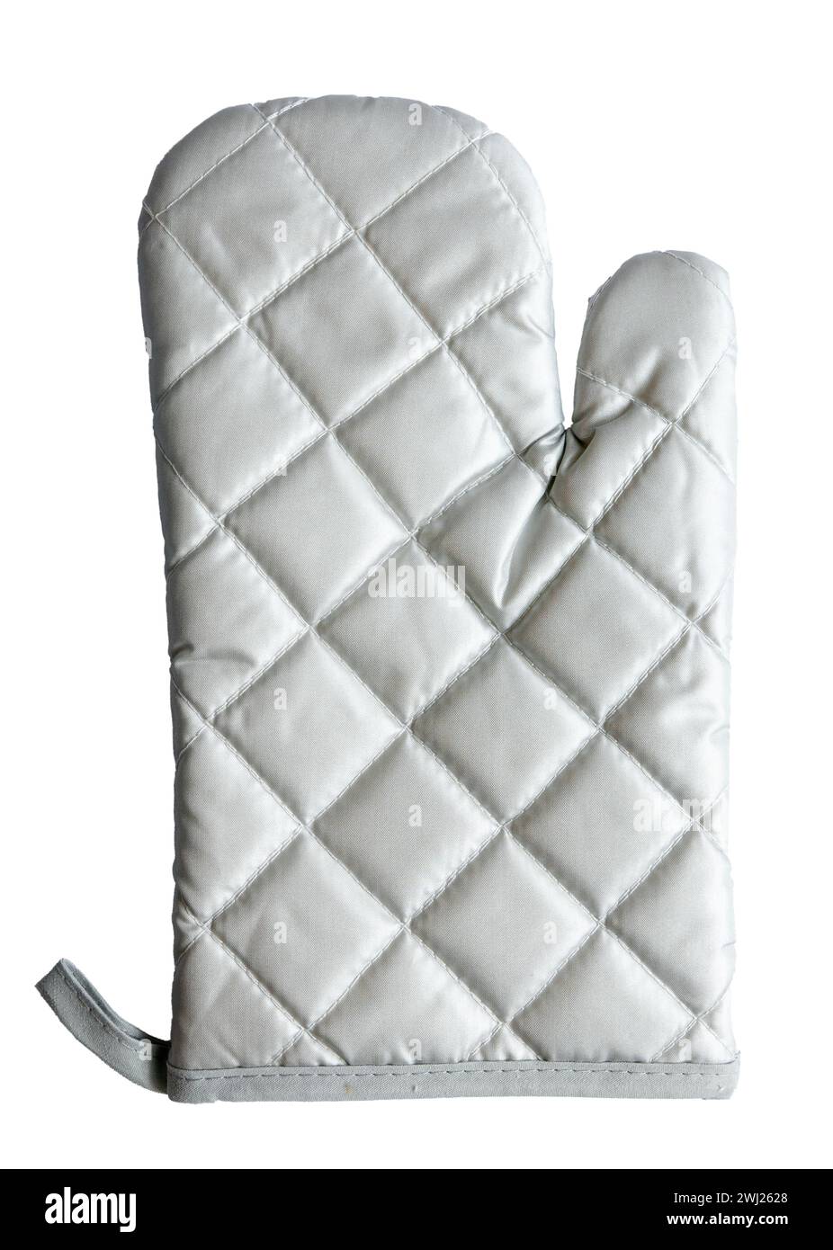 Gant de cuisine gris, protection contre la chaleur et sécurité isolé sur blanc. Banque D'Images