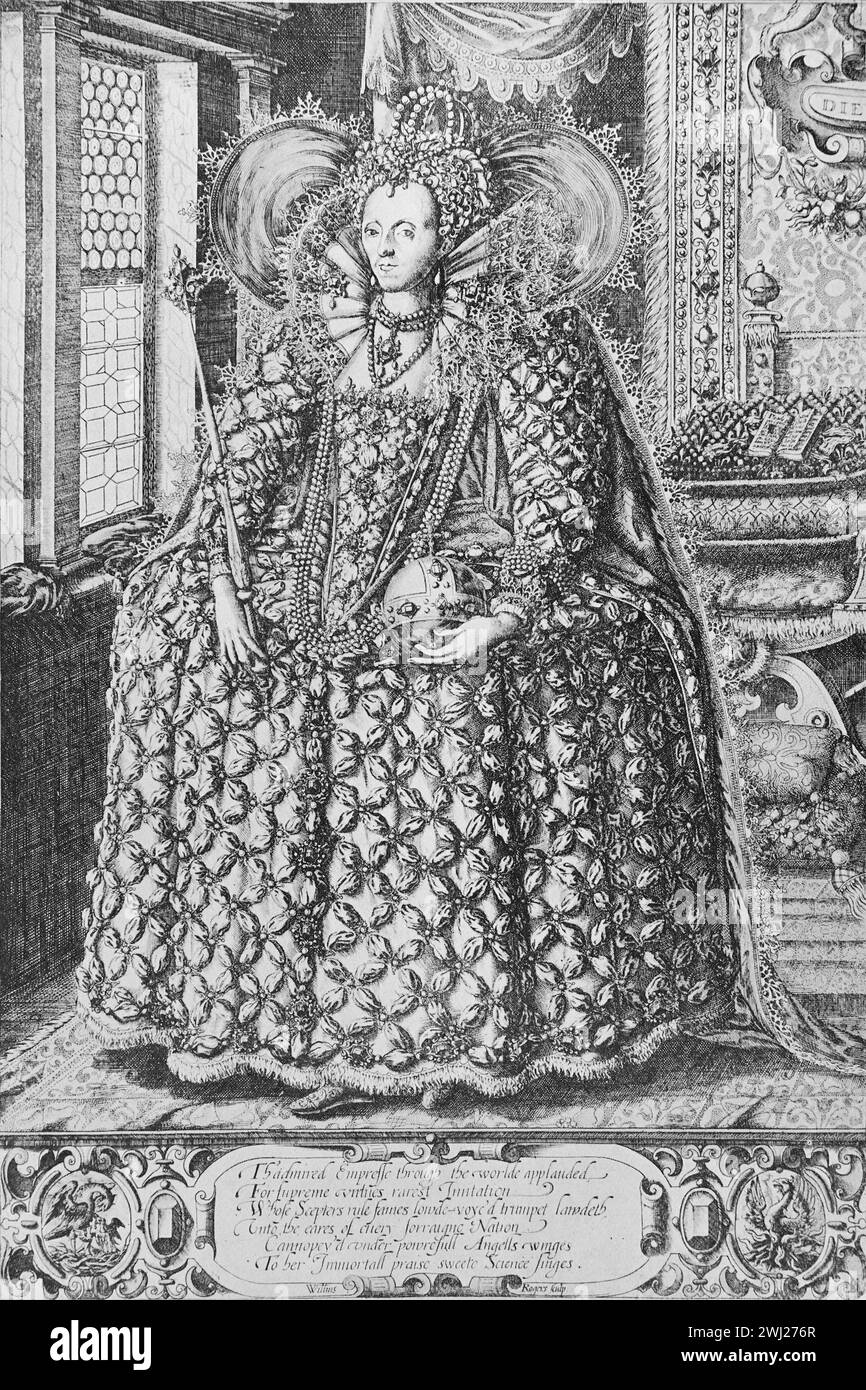 Reine Elizabeth 1st d'Angleterre par William Rogers. Illustration en noir et blanc du Connoisseur, un magazine illustré pour collectionneurs Voll 3 (mai-août 1902) publié à Londres. Banque D'Images