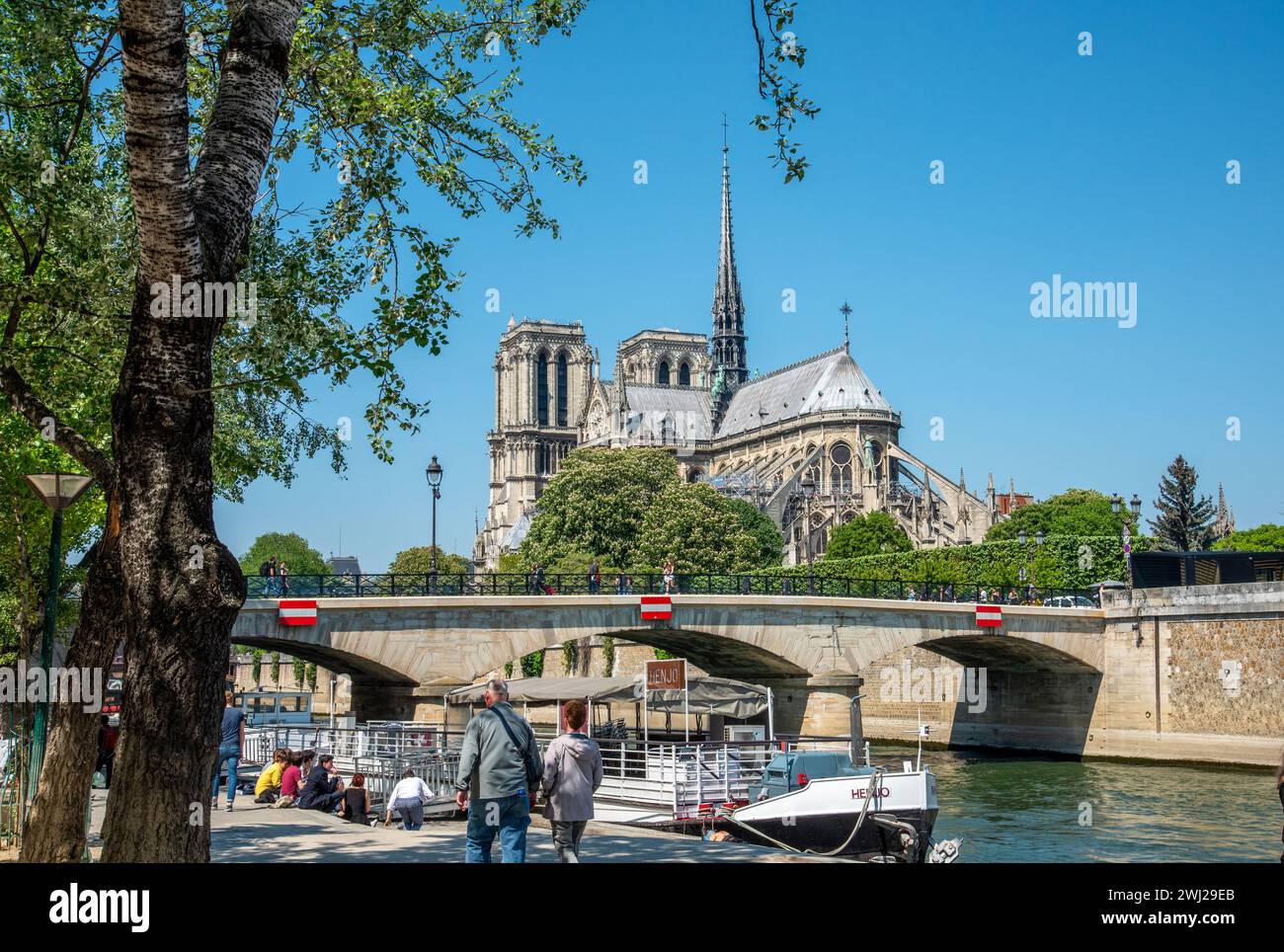 Cathédrale notre-Dame de l'autre côté de Seine, Paris Banque D'Images