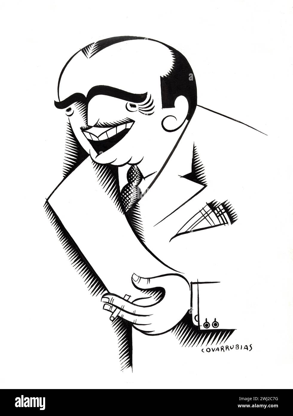 Caricature de l'acteur américain Douglas Fairbanks, 1924 - Miguel Covarrubias illustration Banque D'Images
