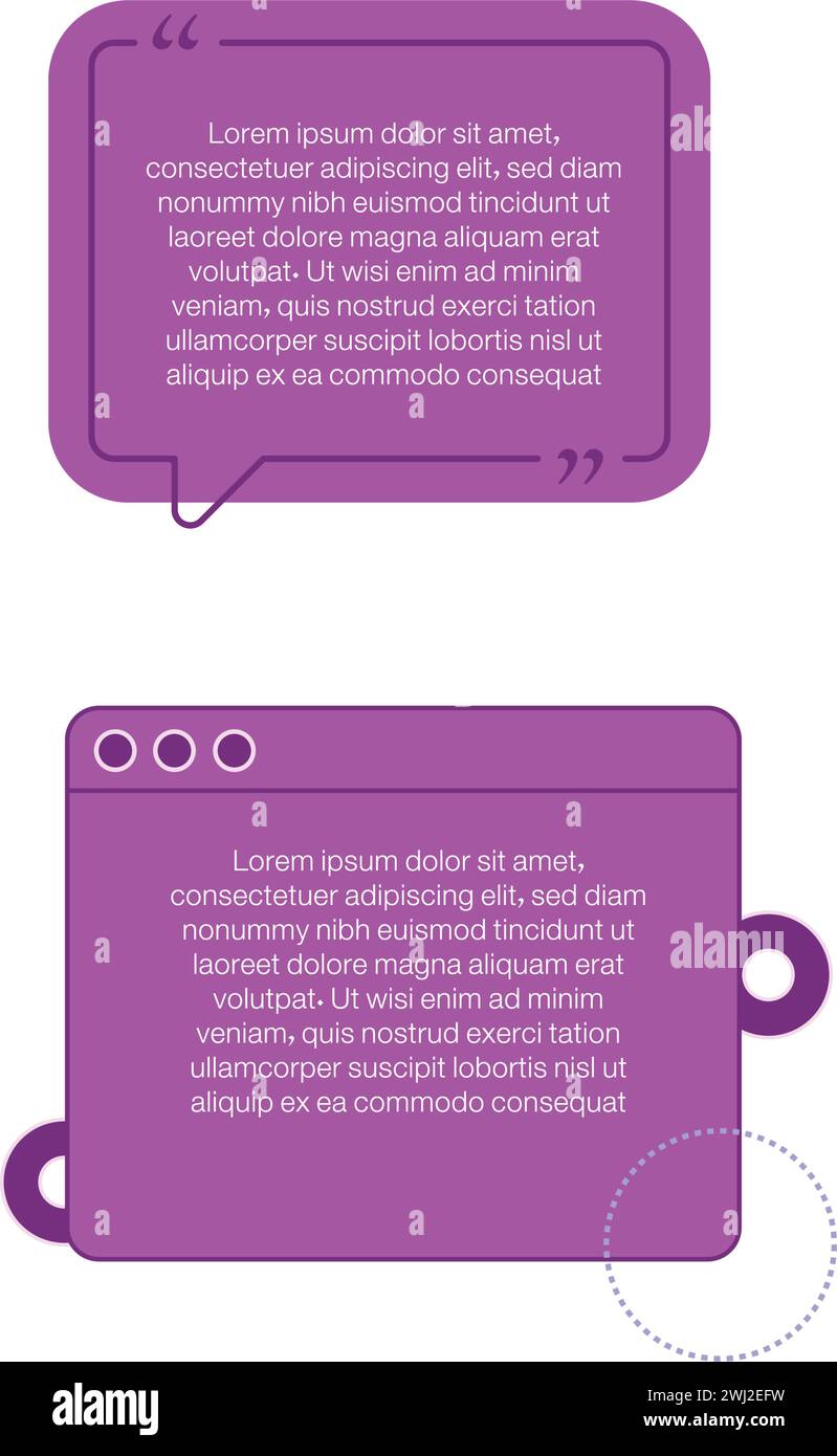 Jeu de titres de légende numérique. Modèles de zones de texte futuristes, cadres avec échantillon de texte. Illustration de Vecteur