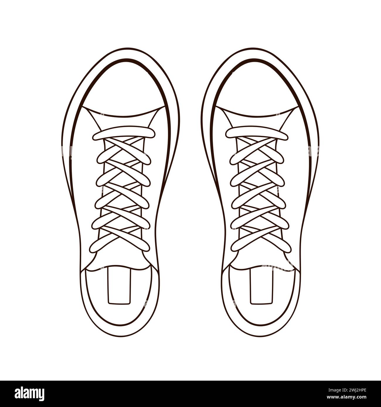 Chaussure de sneaker pour homme et femme icône dans le style art au trait. Logo de contour minimaliste pour magasin de chaussures. Illustration vectorielle isolée sur un fond blanc. Illustration de Vecteur