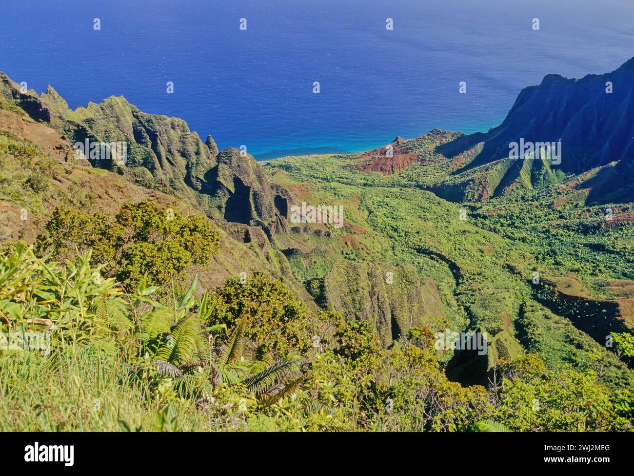 Nā Pali Coast State Park est un parc d'État de 6 175 acres dans l'État américain d'Hawaï, situé au centre du côté accidenté de 16 miles (26 km) nord-ouest de Banque D'Images