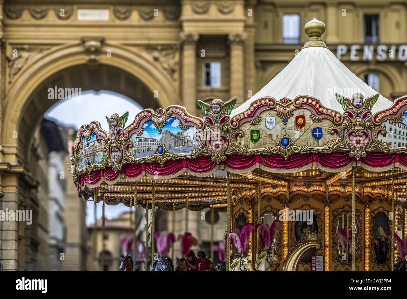 Carousel Amusement Ride Florence Italie Banque D'Images