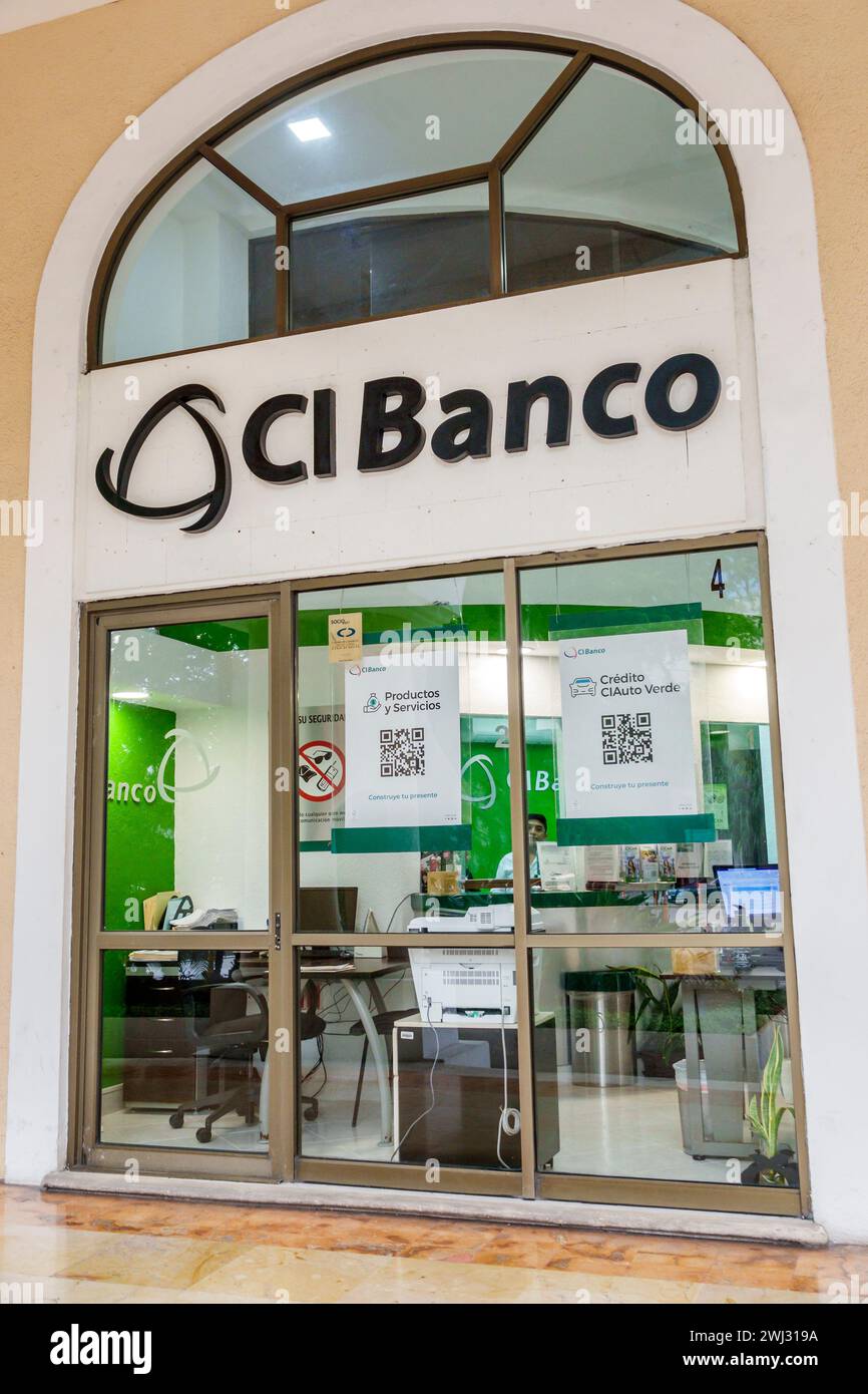 Merida Mexico, Merida Mexico, Zona Paseo Montejo Centro, Avenida Colon, CIBanco ci Banco succursale banque, entrée extérieure, signe d'information, PROM Banque D'Images