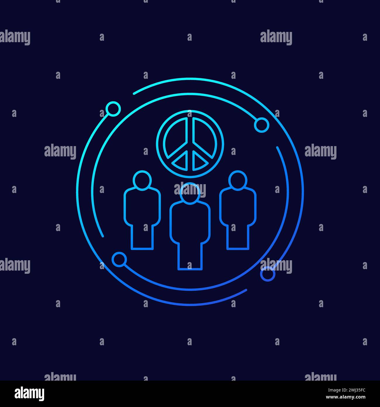pacifisme, icône de mouvement pacifiste, design linéaire Illustration de Vecteur