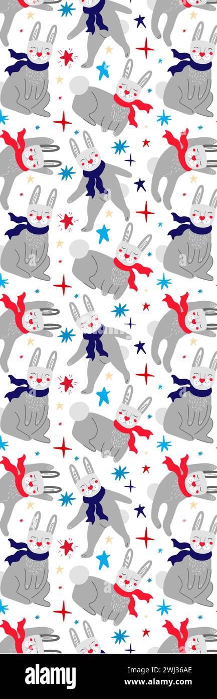 Gris moderne drôle lapins de Noël Bookmark imprimable Banque D'Images
