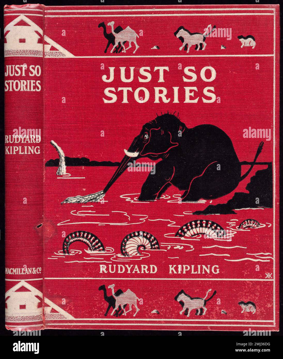 Couverture de livre vintage pour Just So Stories for Little Children / par Rudyard Kipling ; illustré par l'auteur. 1902 Banque D'Images