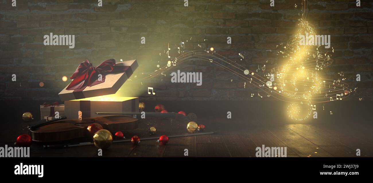 Chants de Noël - illustration 3D. Banque D'Images