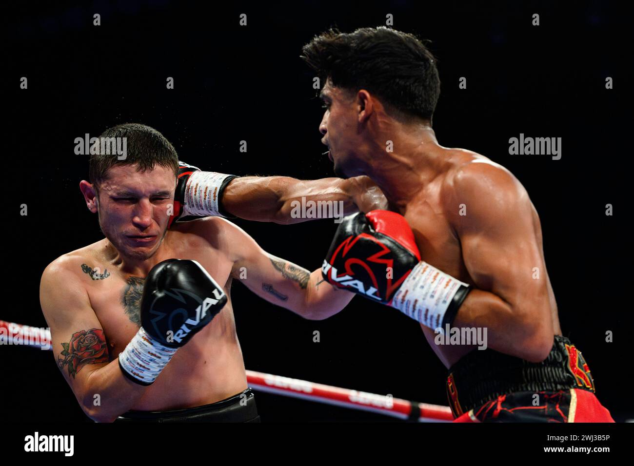 LONDRES, ROYAUME-UNI. 10 février 24. Umar Khan v. Maicol Velazco - poids plume pendant Queensberry promotions Show Sheeraz vs Williams et Undercard à Copper Box Arena le samedi 10 février 2024 à LONDRES, ANGLETERRE. Crédit : Taka G Wu/Alamy Live News Banque D'Images