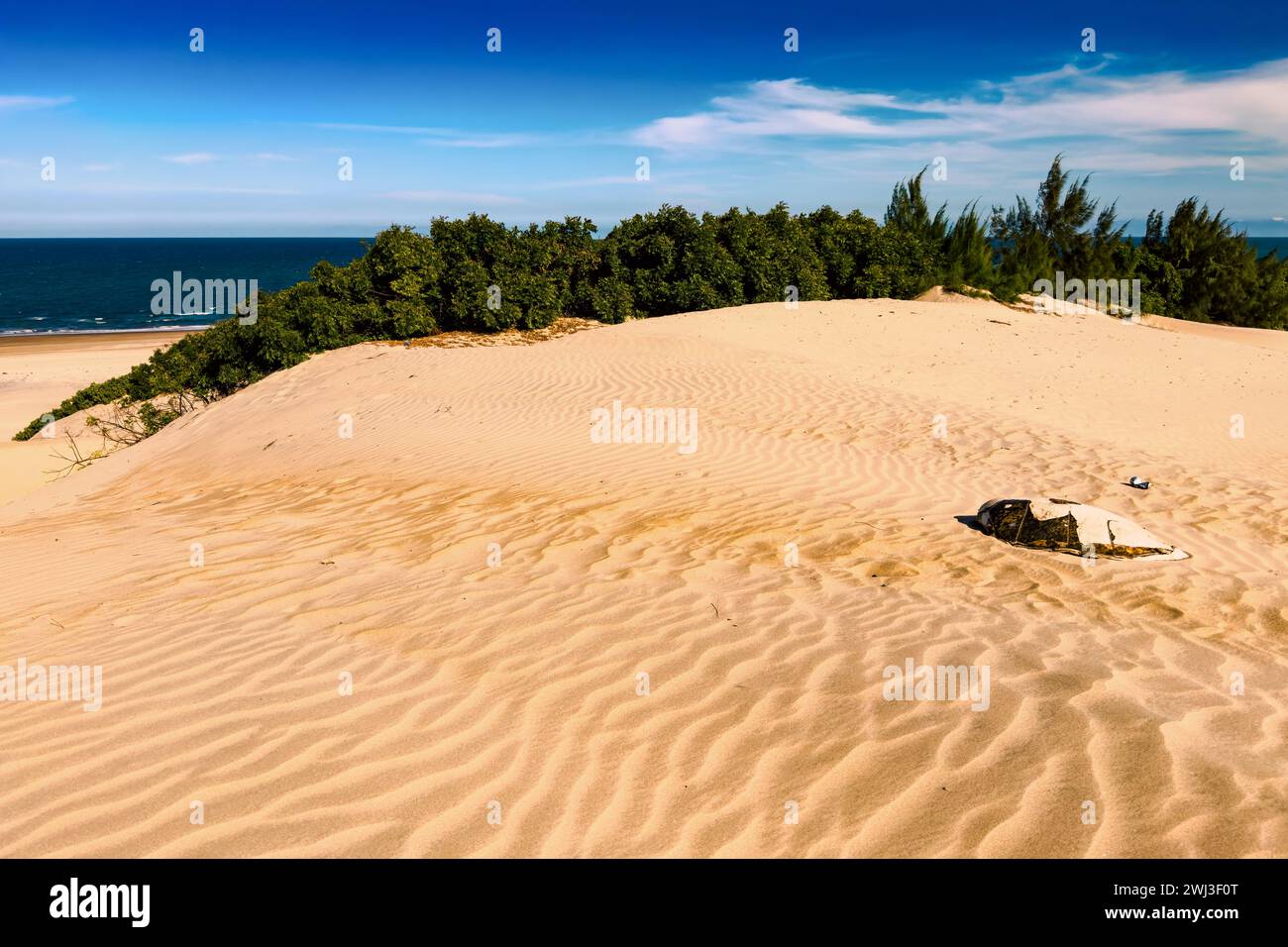 Vue panoramique sur les dunes de sable de Mambrui à Mambrui Beach à Malindi, Kenya Banque D'Images