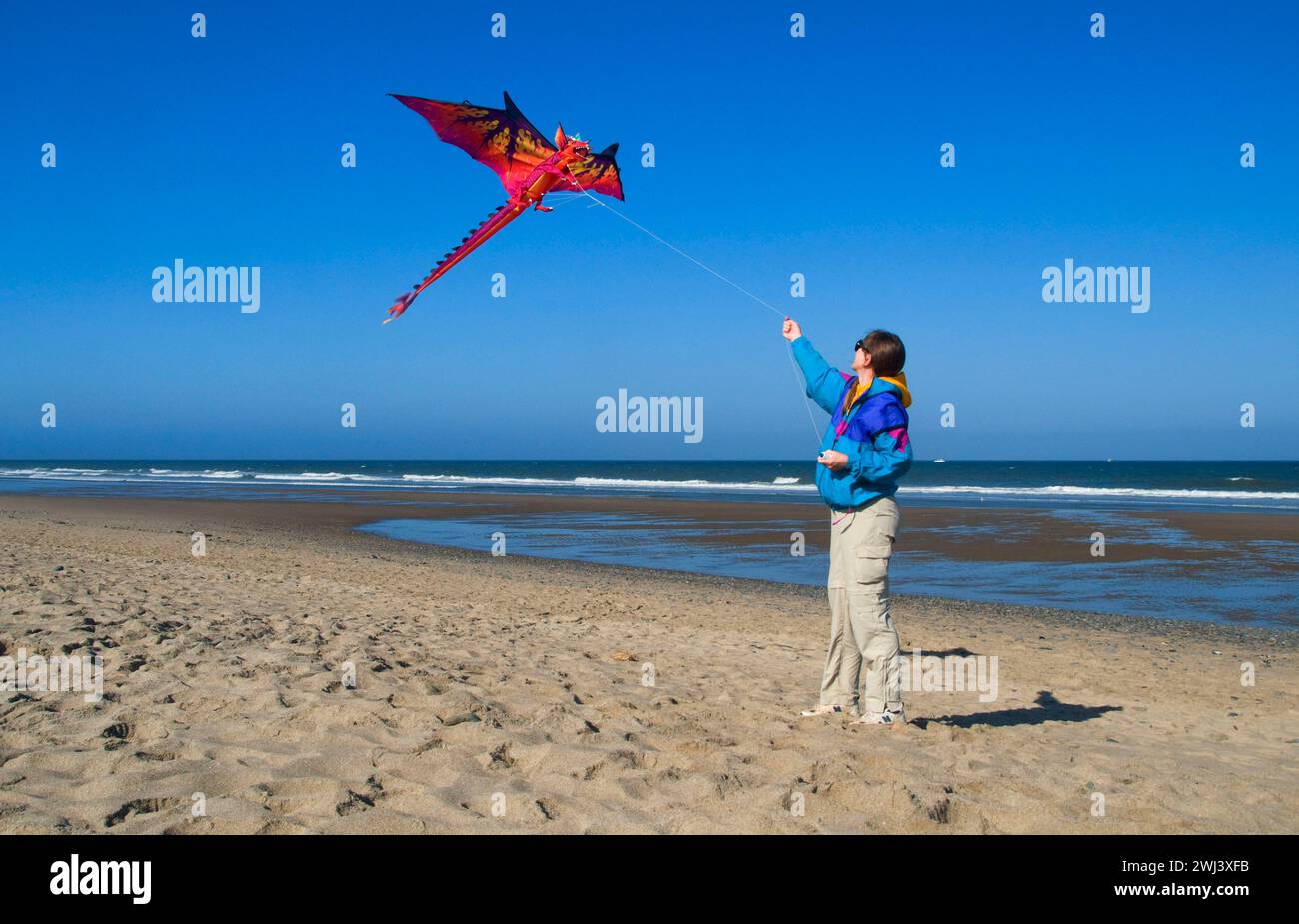 Kiteflying, Dee River State Park, Lincoln City, Oregon Banque D'Images