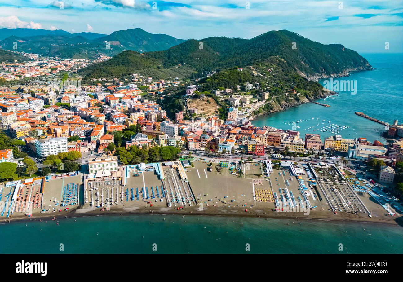Vue aérienne de la baie du silence à Sestri Levante Banque D'Images
