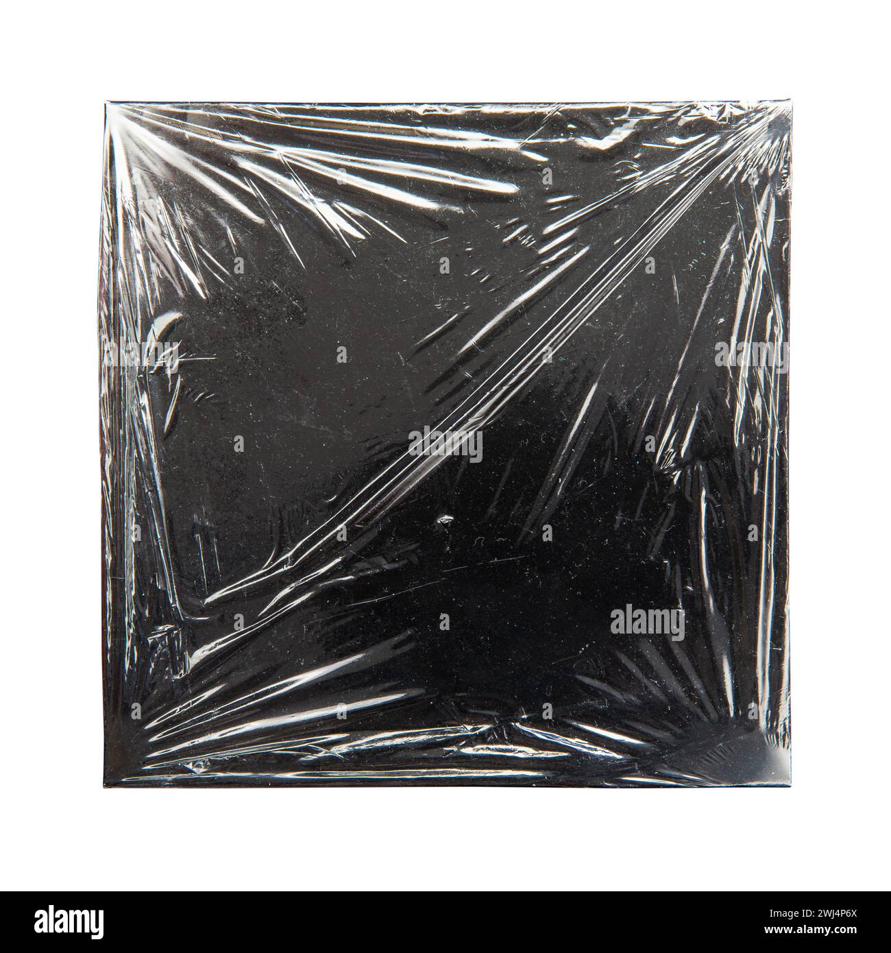 Couverture d'album vinyle noir en plastique d'emballage sur fond blanc avec chemin de découpage Banque D'Images