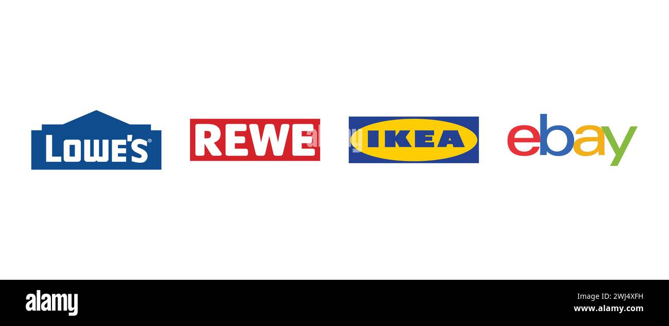 IKEA, Ebay, REWE, Lowes. Illustration vectorielle, logo éditorial. Illustration de Vecteur