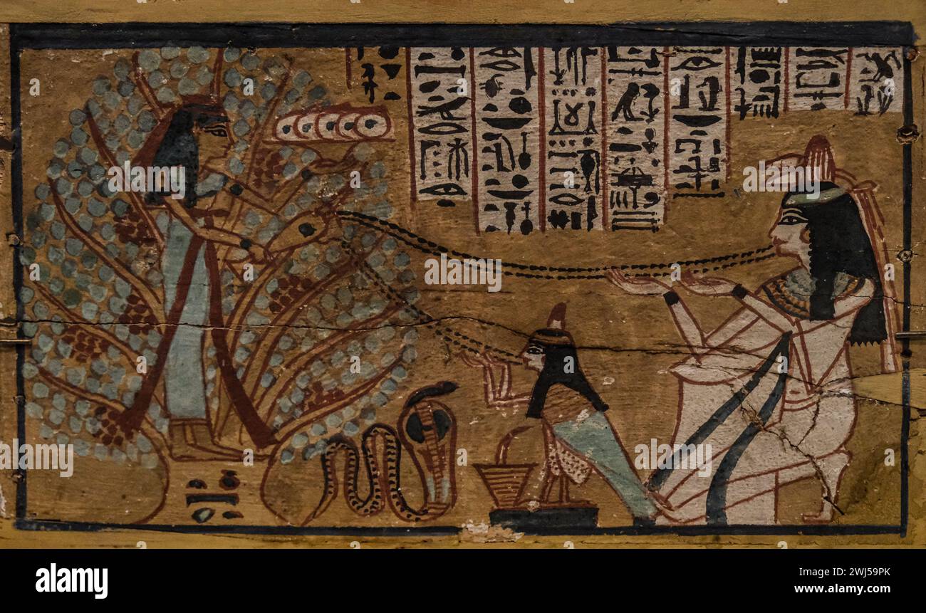 Un ancien papyrus égyptien, un symbole d'importance historique au Neues Museum de Berlin Banque D'Images