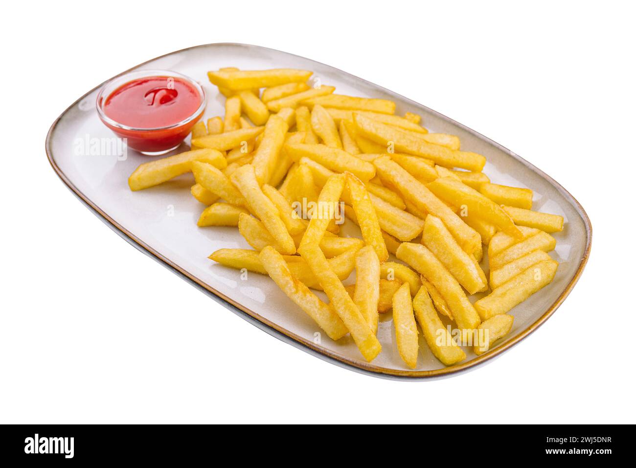Frites croustillantes avec ketchup prêtes à manger Banque D'Images