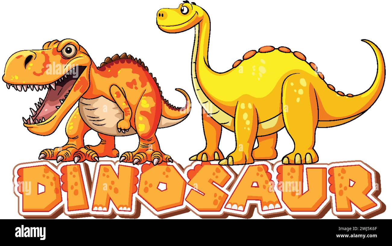 Dinosaures colorés et joyeux avec des expressions ludiques Illustration de Vecteur