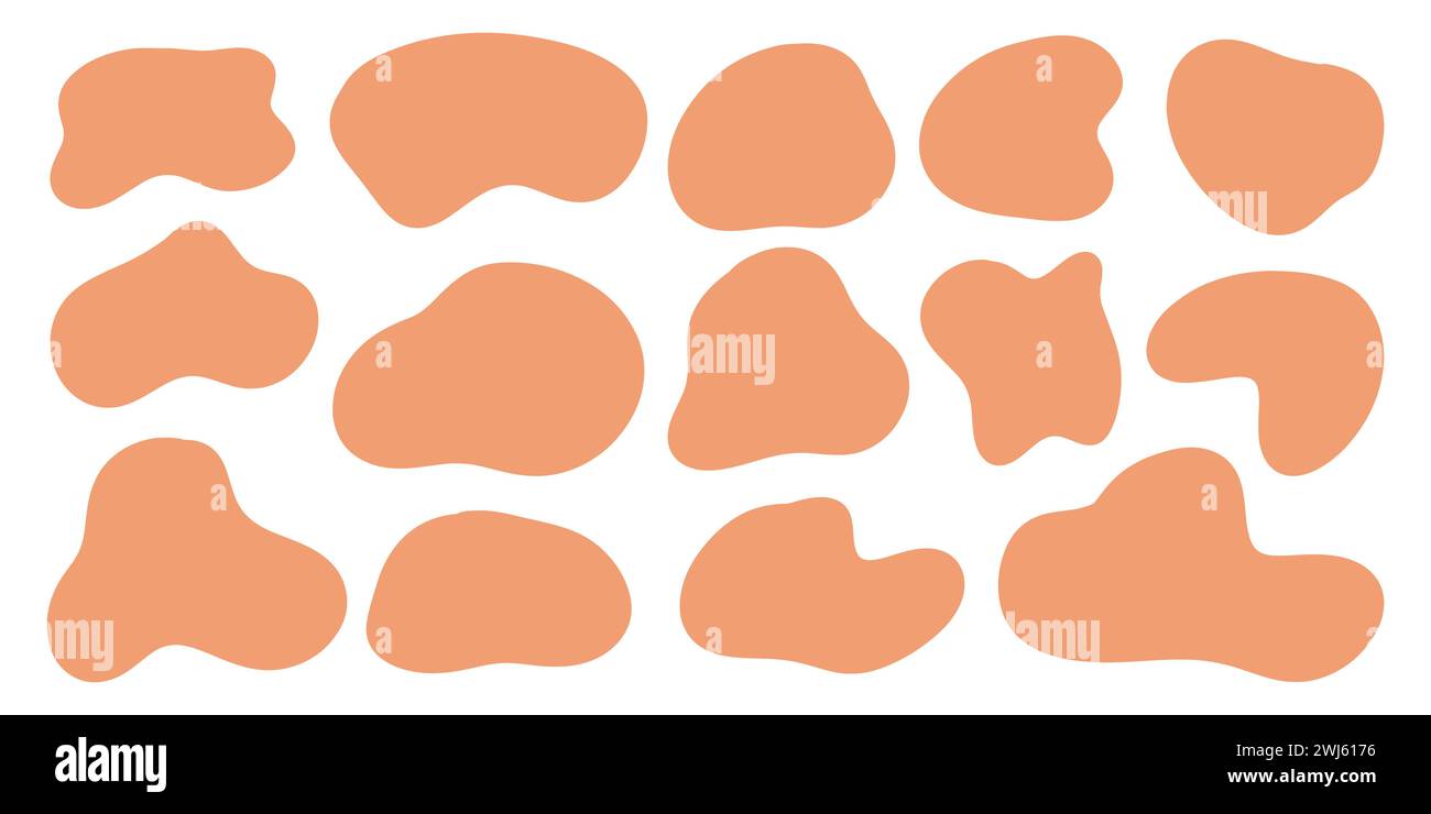 Ensemble d'autocollants de forme abstraite pour des designs modernes uniques. 14 formes fluides abstraites Illustration de Vecteur
