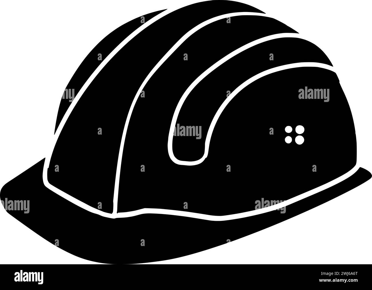 Silhouette de casque noir ou illustration de sécurité plate du mineur de logo d'ingénieur pour le travailleur avec l'icône de mine et le travail de forme de construction comme protection à mini Illustration de Vecteur