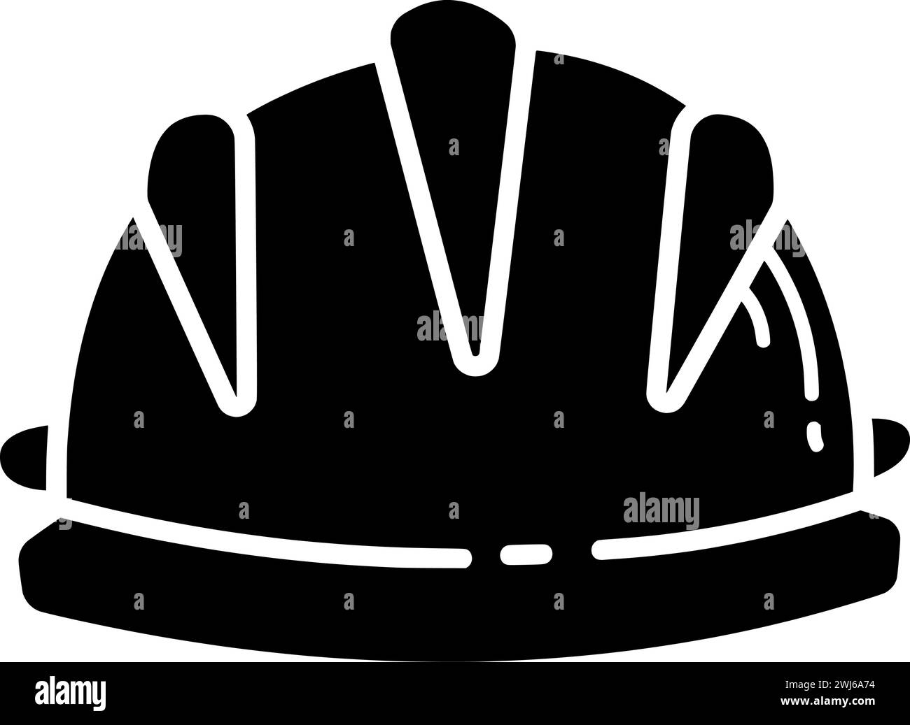 Silhouette de casque noir ou illustration de sécurité plate du mineur de logo d'ingénieur pour le travailleur avec l'icône de mine et le travail de forme de construction comme protection à mini Illustration de Vecteur