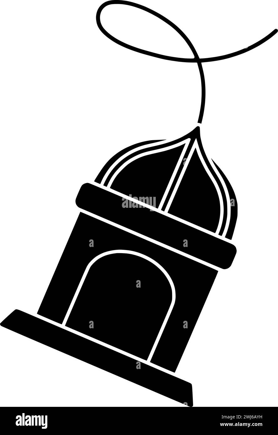 silhouette de lanterne noire ou illustration de lampion plat de la mosquée de logo de lampe pour moubarak avec icône islamique et célébration de forme de religion comme islam à ara Illustration de Vecteur