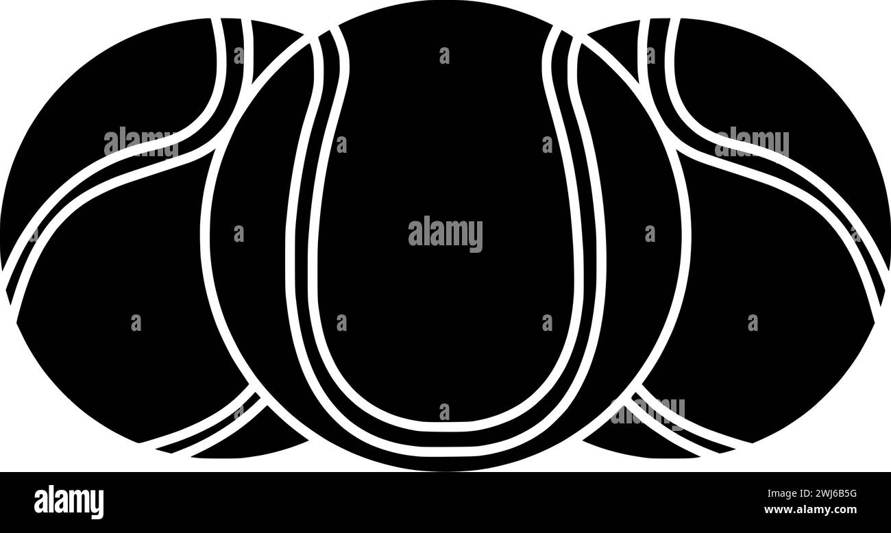 silhouette de balle noire ou illustration de tennis plat de l'équipement de logo de raquette pour le sport avec icône de jeu et forme de jeu rebondissant comme compétition à recréer Illustration de Vecteur