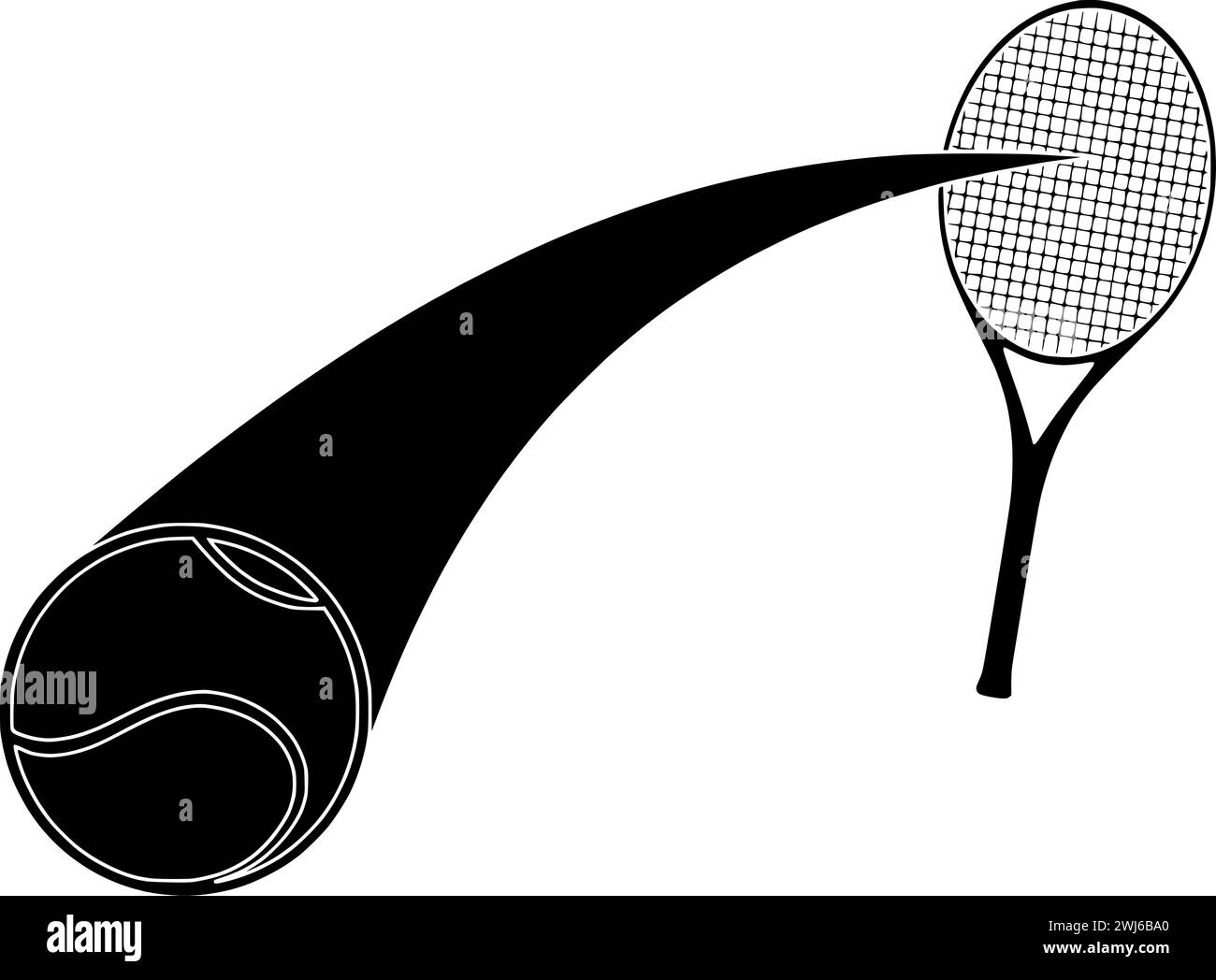 silhouette de tennis noir ou illustration plate de raquette de balle logo d'équipement pour le sport avec icône de jeu et compétition de forme de jeu comme récréation de tournois Illustration de Vecteur
